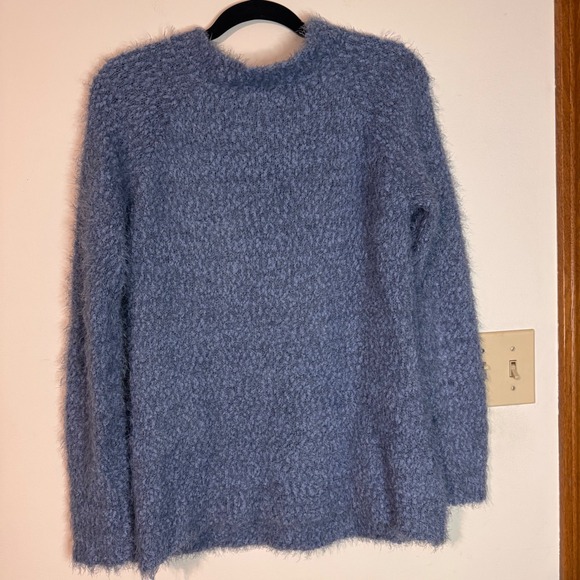 LC Lauren Conrad Blue Fuzzy Knit‎ Pullover Sweater Womens Medium - Picture 4 of 6